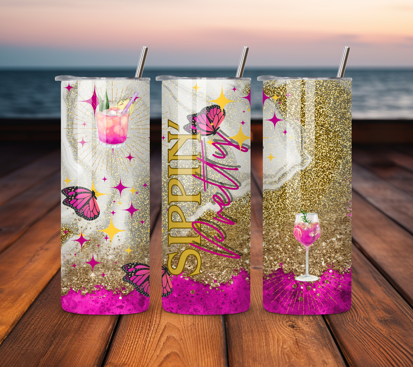 Sippin' Pretty - 20 oz Stainless Steel Tumbler