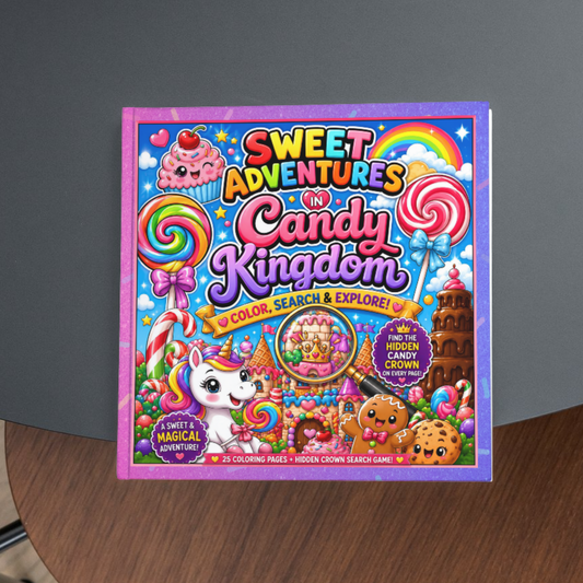 Sweet Adventures in Candy Kingdom | Hidden Crown Search Game | Kids Coloring Book