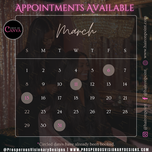 Appointments Available Calender Template