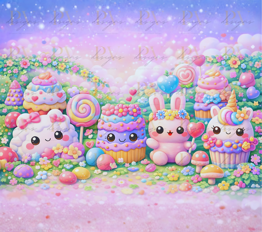 Pastel Candy Garden – 20oz Tumbler Wrap PNG