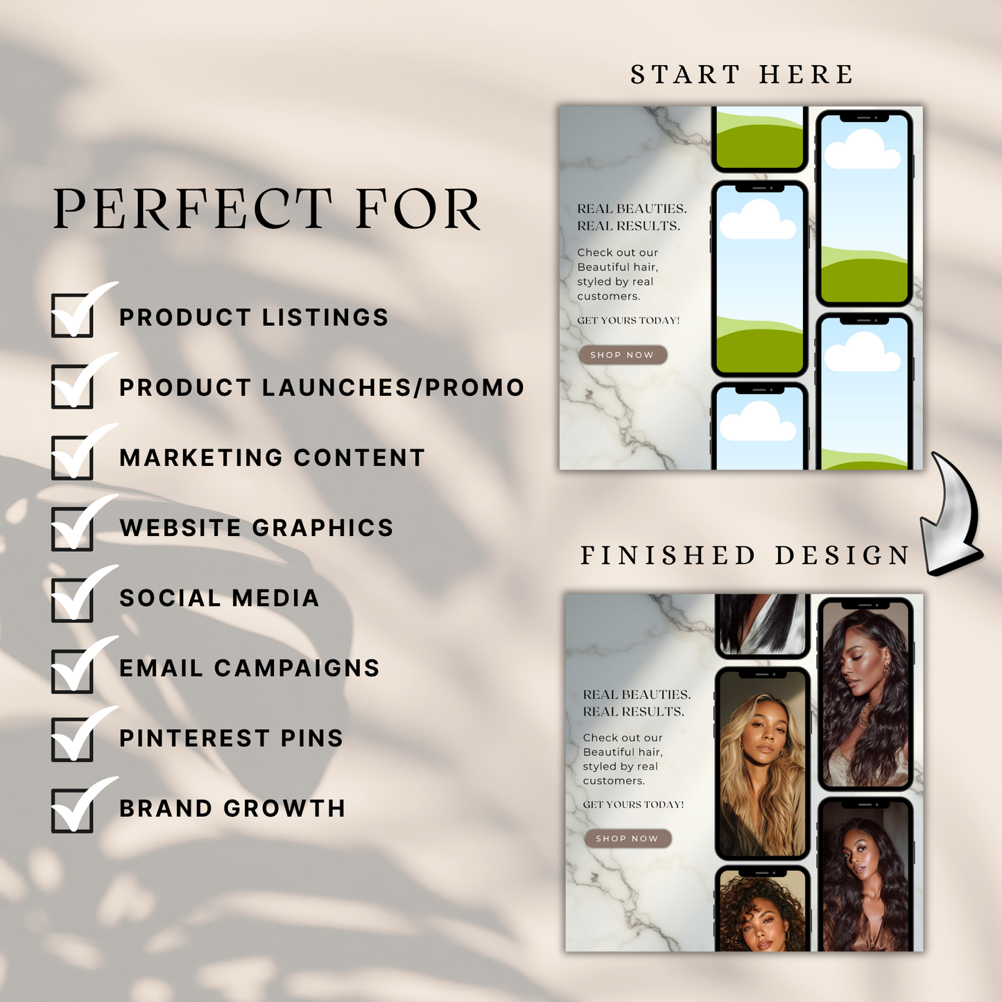 Luxury Hair Product Mockups | 6 Editable Canva Templates for Beauty Brands