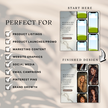 Luxury Hair Product Mockups | 6 Editable Canva Templates for Beauty Brands