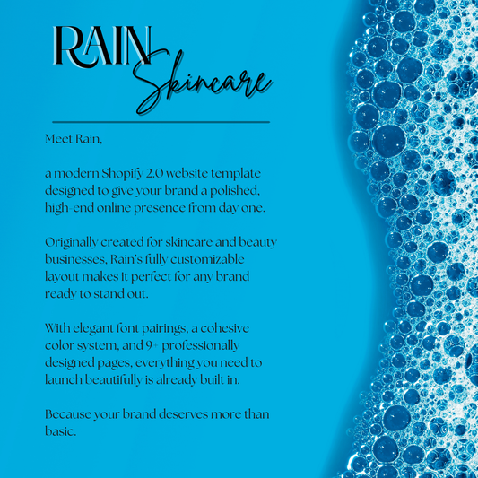 RAIN Skin Care – Luxury Shopify Website Template