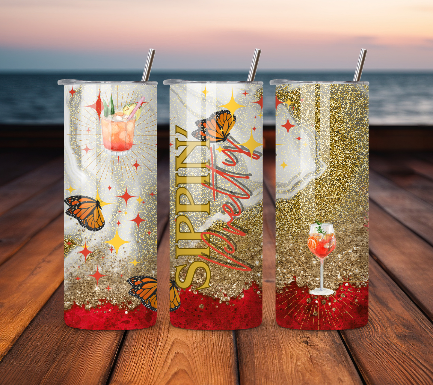 Sippin' Pretty - 20 oz Stainless Steel Tumbler