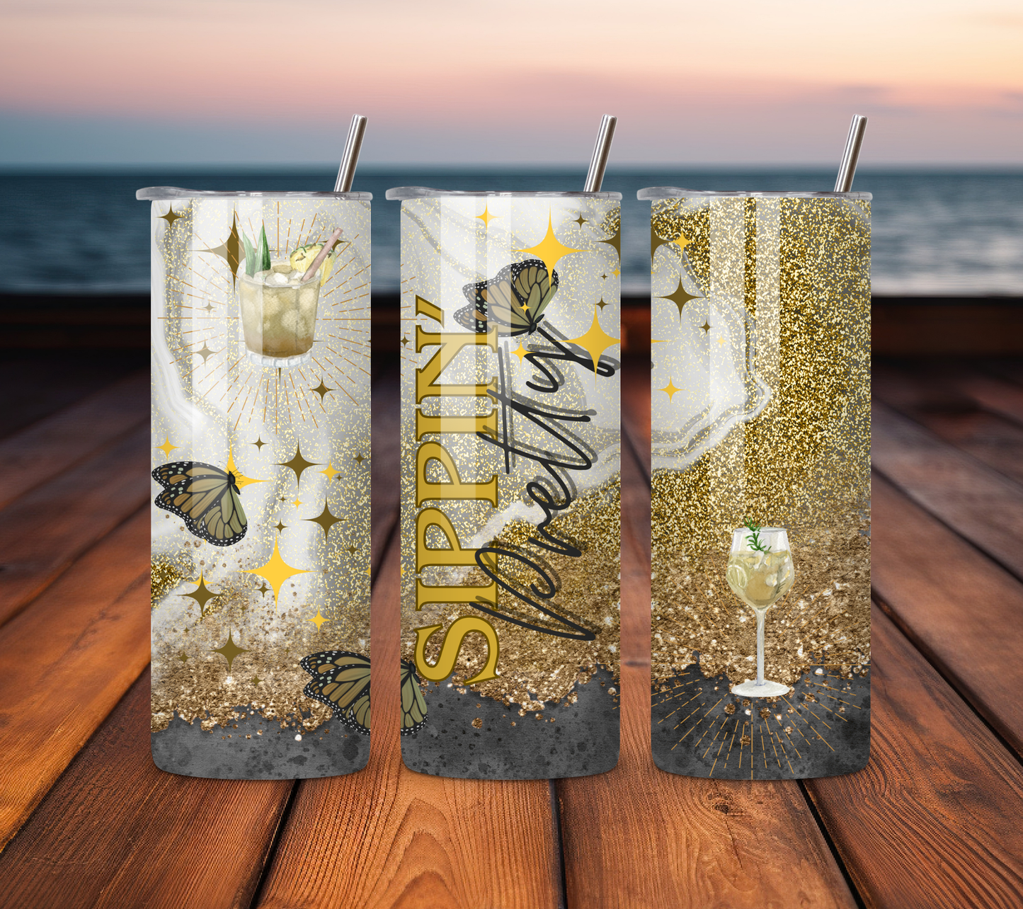Sippin' Pretty - 20 oz Stainless Steel Tumbler