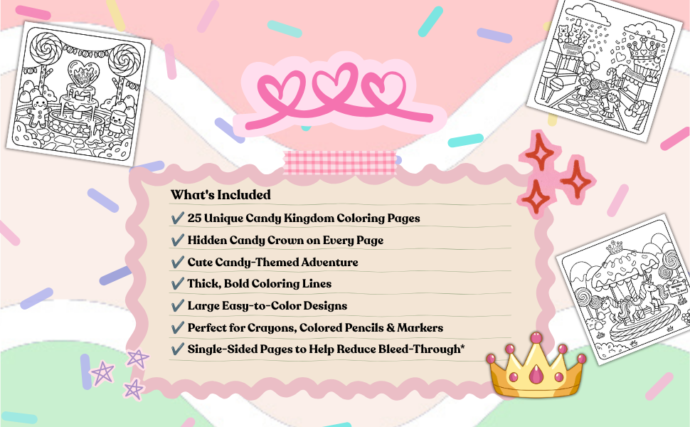 Sweet Adventures in Candy Kingdom | Hidden Crown Search Game | Kids Coloring Book