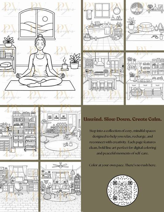 Cozy Mindful Spaces Coloring Book