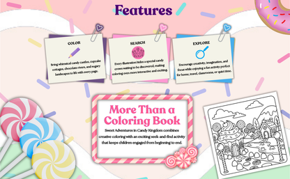 Sweet Adventures in Candy Kingdom | Hidden Crown Search Game | Kids Coloring Book