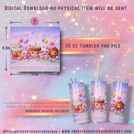 Kawaii dessert party – 20oz Tumbler Wrap PNG