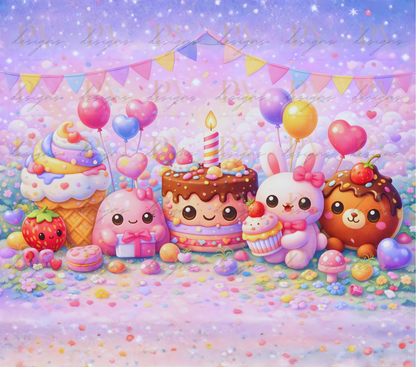 Kawaii dessert party – 20oz Tumbler Wrap PNG