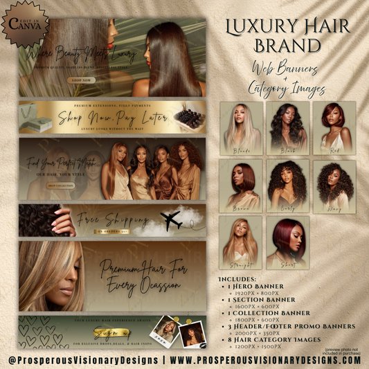 Luxury Hair Website Banner & Category Image Bundle Vol. 1