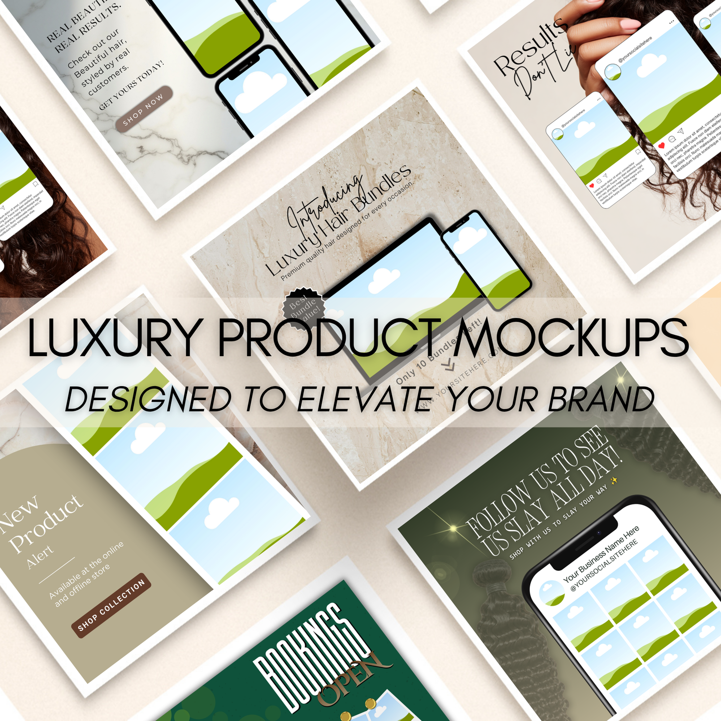 Luxury Hair Product Mockups | 6 Editable Canva Templates for Beauty Brands