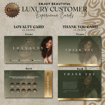 Luxury Hair Packaging Kit | Editable Canva Hair Tags, Hair Wraps & Customer Cards