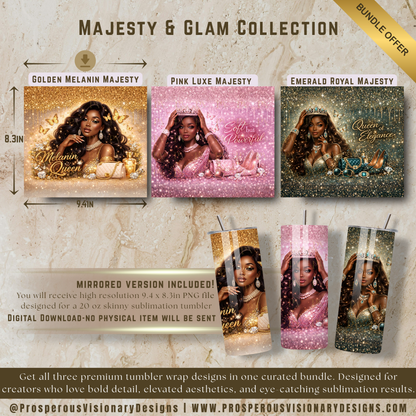 Majesty & Glam Collection – 20oz Tumbler Wrap Bundle (3 PNG Files)