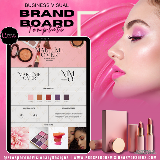 Make Me Over – Beauty Brand Board Template (Editable in Canva)