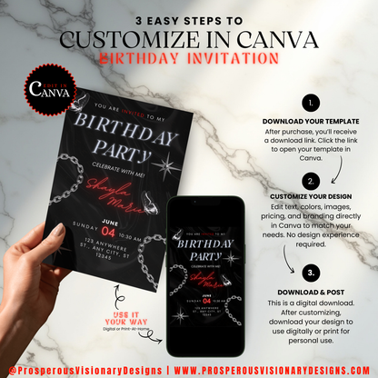 Midnight Glow Birthday Invitation Template | Edit in Canva