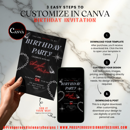 Midnight Glow Birthday Invitation Template | Edit in Canva