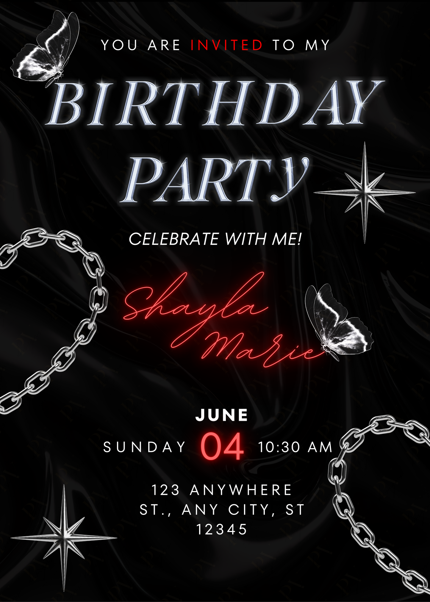 Midnight Glow Birthday Invitation Template | Edit in Canva