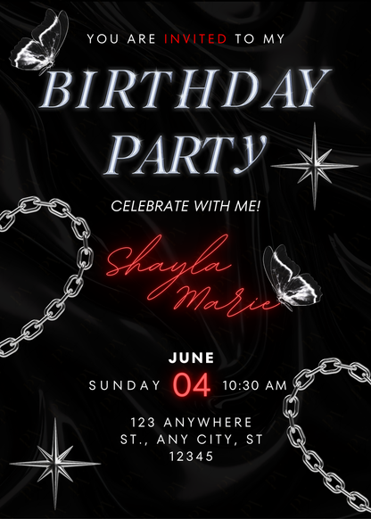 Midnight Glow Birthday Invitation Template | Edit in Canva
