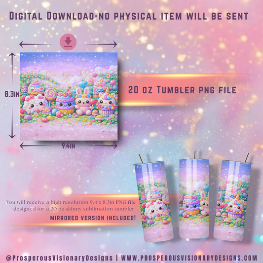 Pastel Candy Garden – 20oz Tumbler Wrap PNG