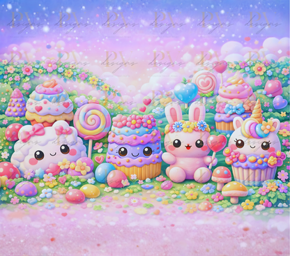 Pastel Candy Garden – 20oz Tumbler Wrap PNG